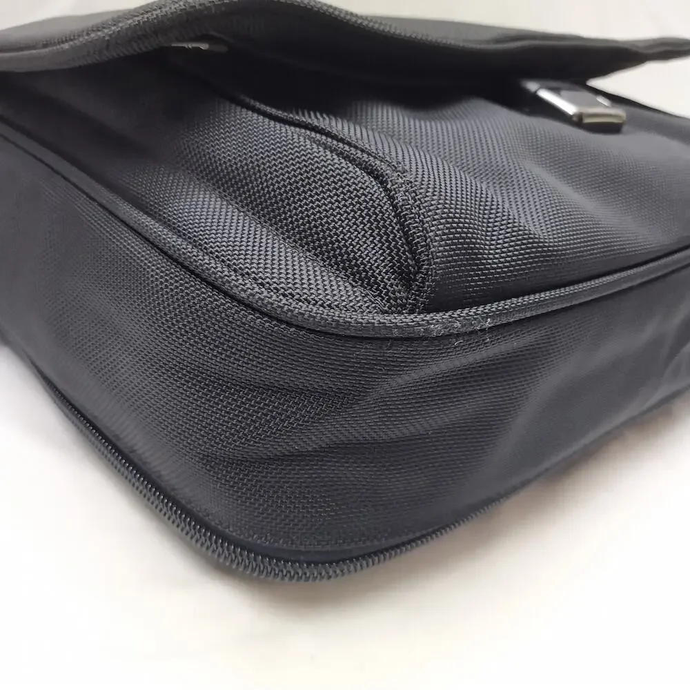 Tumi FXT Ballistic Black Nylon Pushlock Briefcase Messenger Laptop Bag